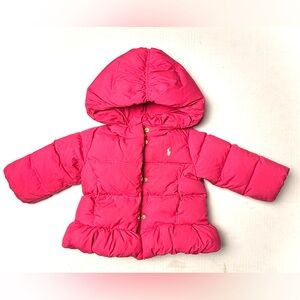 Polo Ralph Lauren Baby Girls 12M 12 Month Puffer Down Jacket Coat Pink Pony